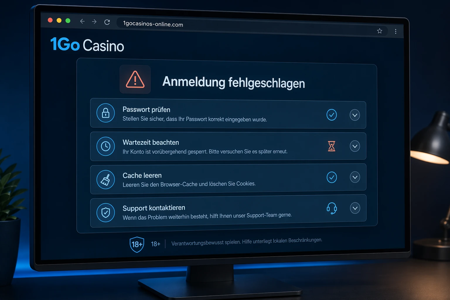 Typische Probleme beim Einloggen